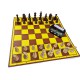 Zestaw "Startowy Młodego Szachisty" nr 3: szachownica tekturowa + figury drewniane Staunton nr 5 + zegar elektroniczny LEAP (Z-21)